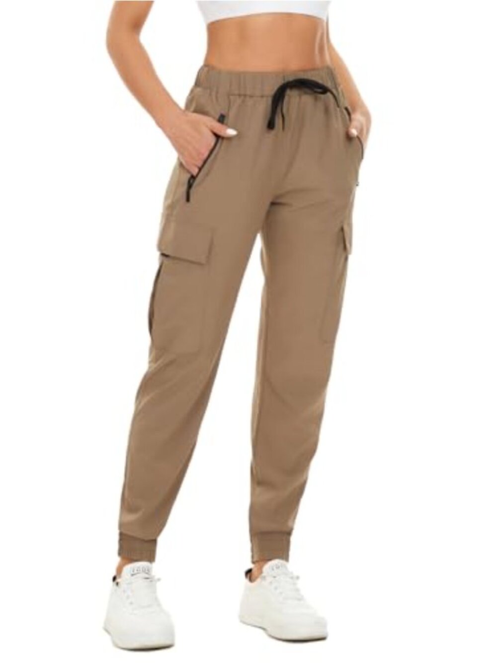 Women's Quick Dry Joggers with Zipper Pockets, Tapered Athletic Pants